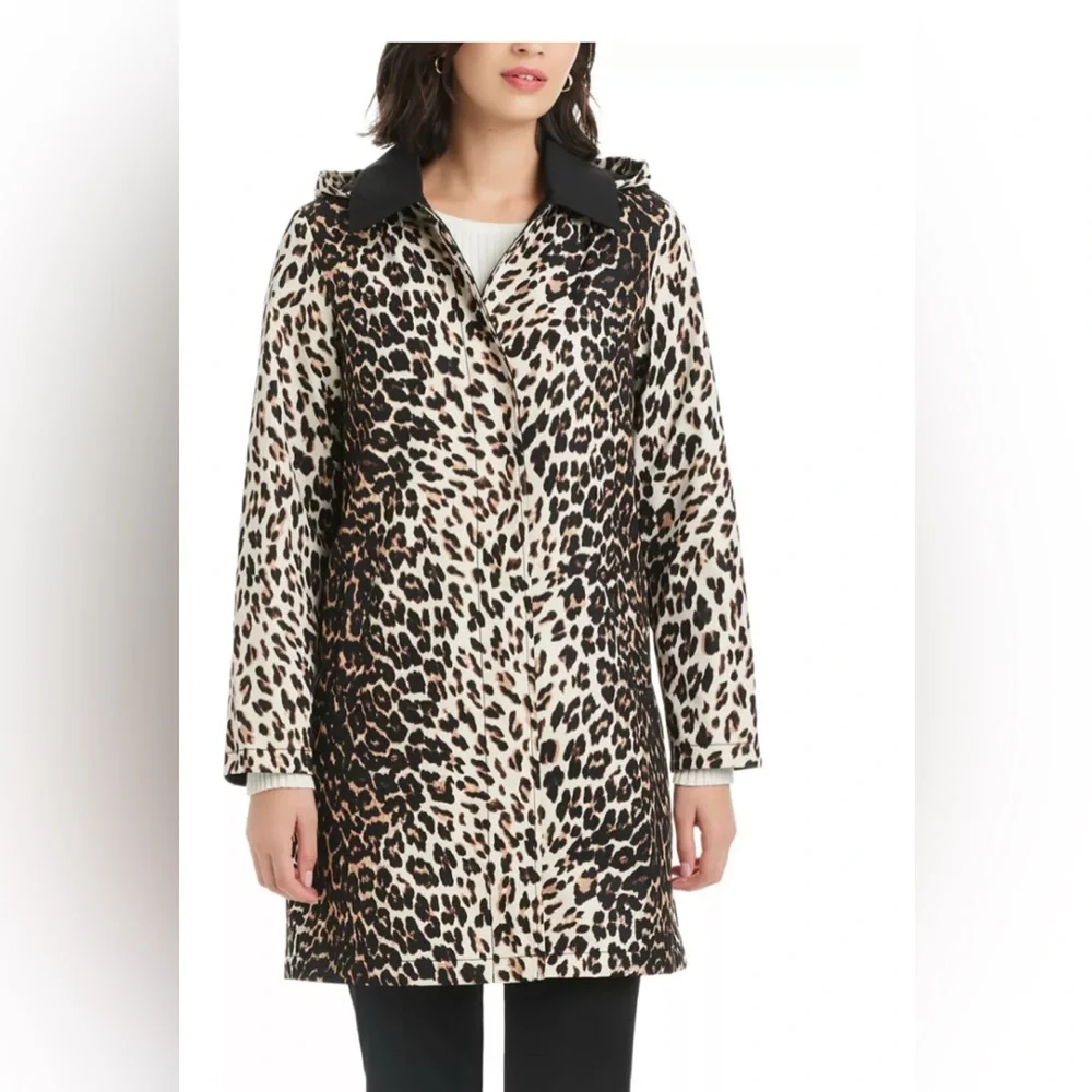 Kate Spade Animal Print Trench Coat leopard pop glen plaid rain jacket medium